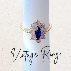 Vintage Sapphire and Diamond Cluster Ring